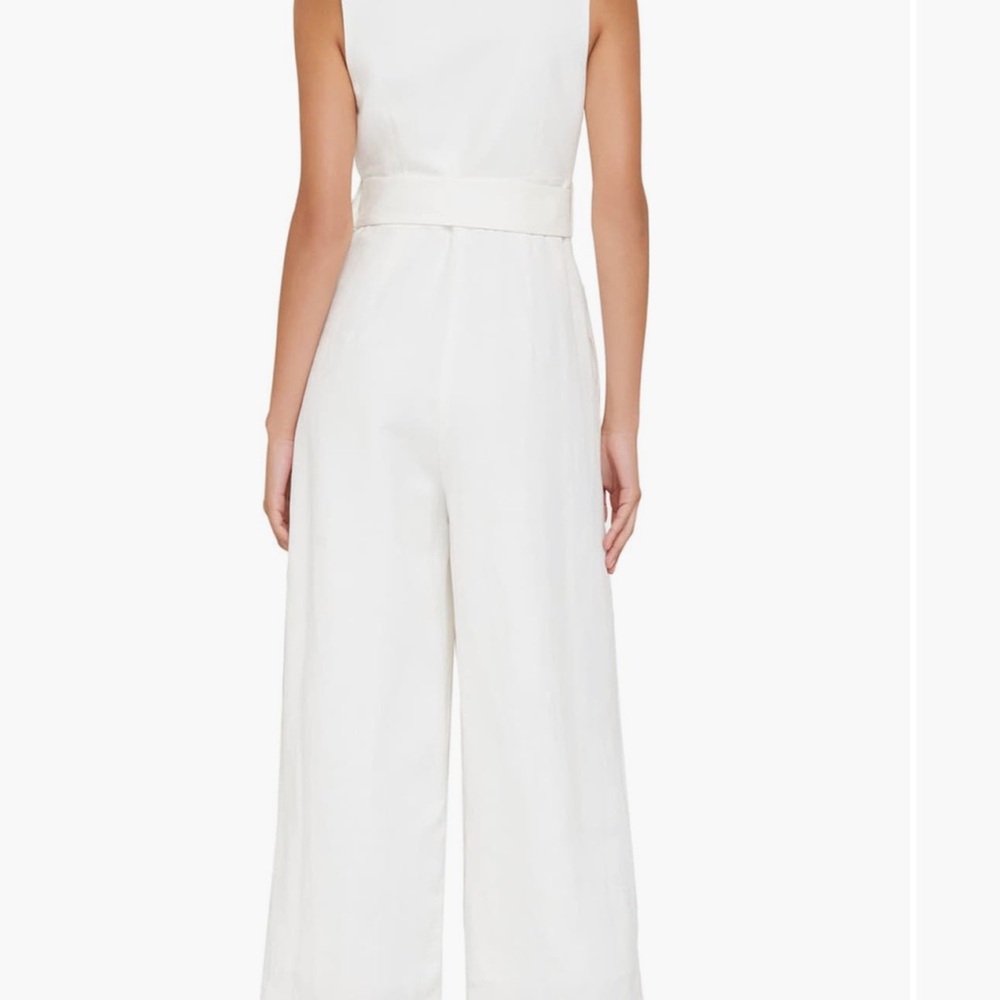 White Sleeveless Jumpsuit with belt - Picture 2 of 7
